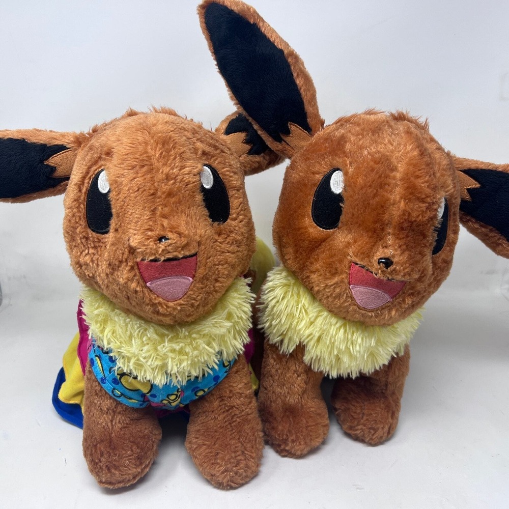 Build A Bear 16" Eevee SET of 2 Pokemon Plush One‎ Outfit No Sound BABW 2017